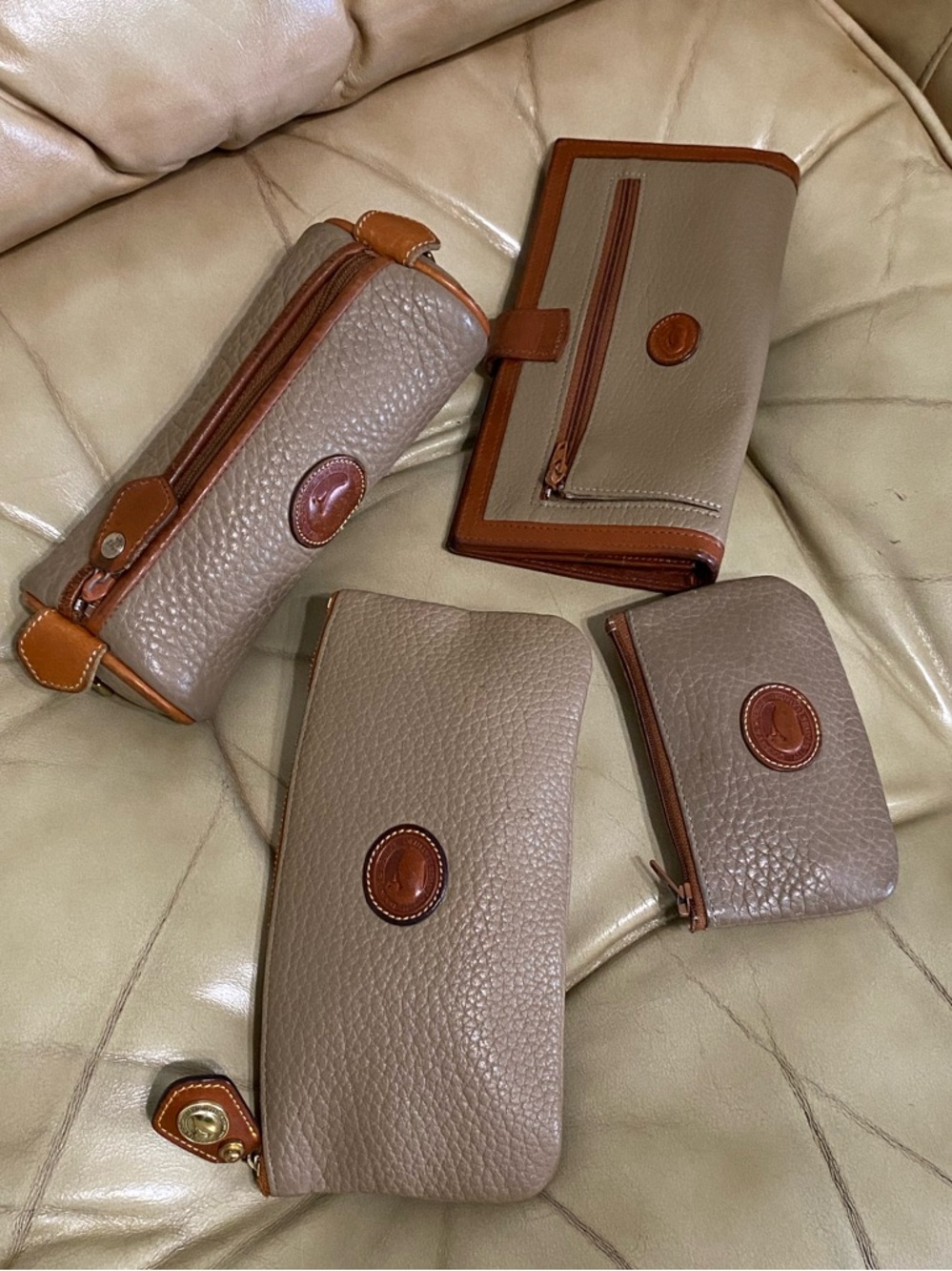 Vintage Dooney & Bourke Bundle AWL All Weather Leather Pebbled Taupe